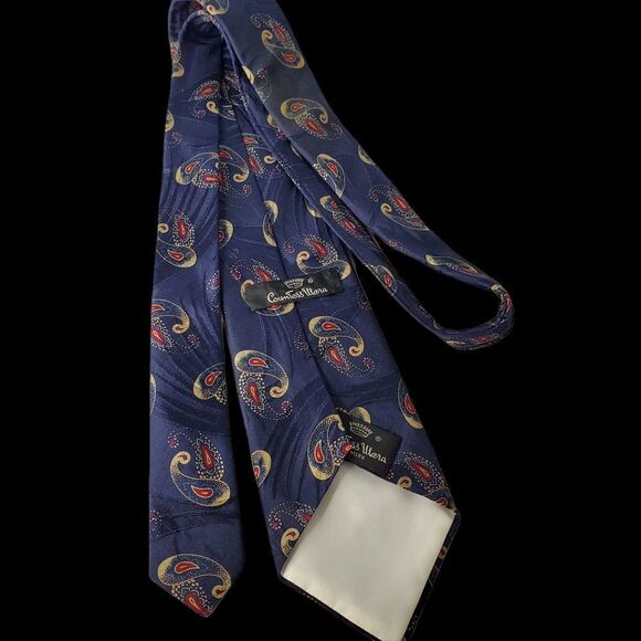 Countess Mara Navy Gold Paisley Silk Tie - Picture 3 of 5